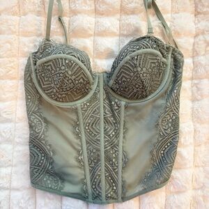 Garage Lace Bustier in Sage Green